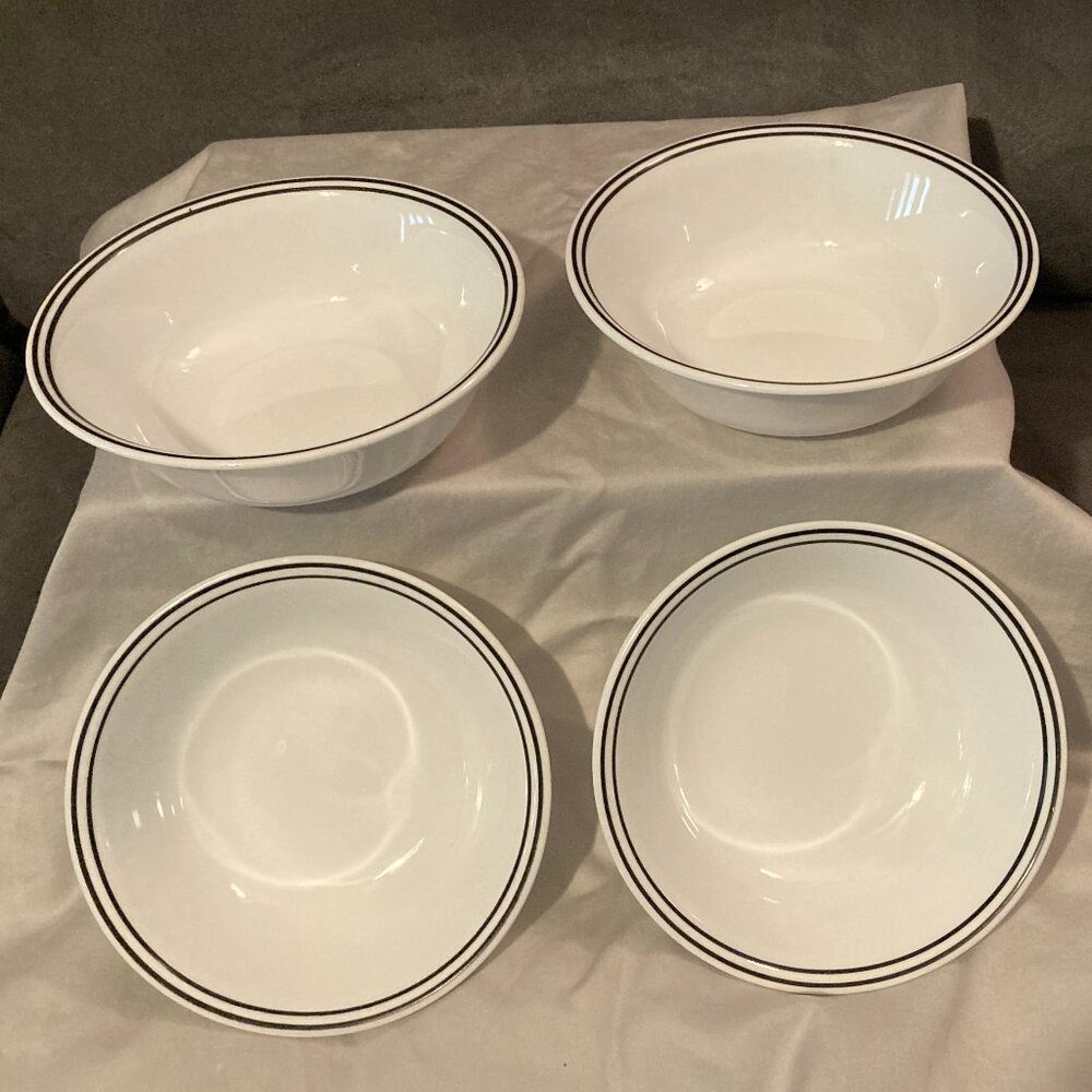 2007 CORELLE Corning CITY BLOCK-Set of 4 Cereal/Soup Bowls-6.25" Dia.-EUC